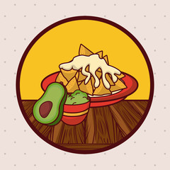 Delicious mexican food gastronomy cartoons