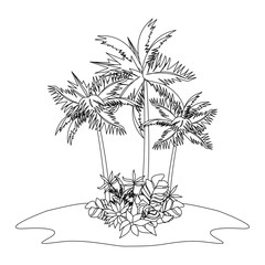 Obraz premium tropical summer relax holiday cartoon in black and white