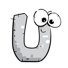 Cartoon Alphabet. Smiling Cute U