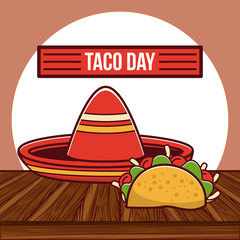 Taco day mexican food cartoon