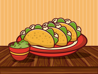 Delicious mexican food gastronomy cartoons
