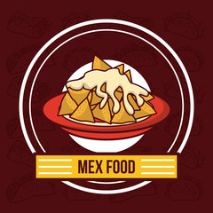 Delicious mexican food gastronomy cartoons