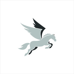 flat simple illustration pegasus mascot logo design idea