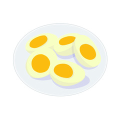 Boiled eggs in a plate on white background illustration vector