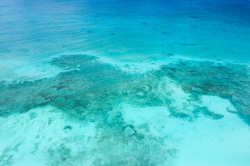 Fototapeta na wymiar Aerial view from drone on wild caribbean sea