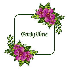 Creative background purple flower frame, for ornate of party time card. Vector