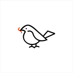 simple modern line art cute bird icon logo design idea