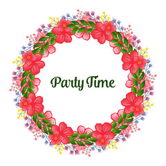 Various ornate of party time card, with abstract background leaf flower frame. Vector