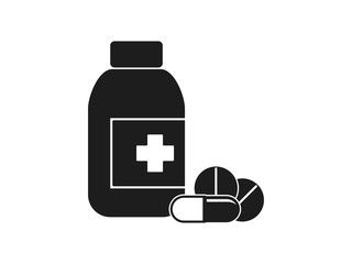 Vector illustration image of Bottles and pills icon