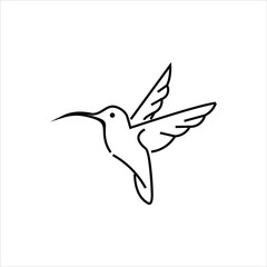 simple line art feminine black humming bird logo design idea