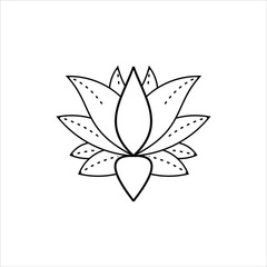 simple outline black lotus flower logo design idea