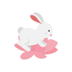cute and little rabbit in lotus flower character