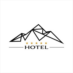 mountain hotel logo modern black line art design