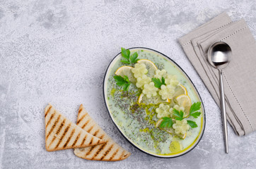 Cold green vegetable soup