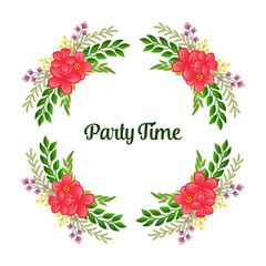 Decoration various of party time card, with pattern wreath frame elegant. Vector
