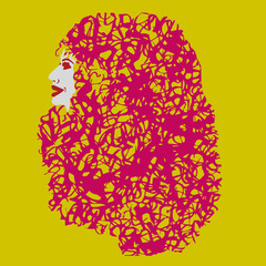 woman profile with curly hair くせ毛の女性横顔