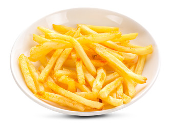 fried potato isolated on white background