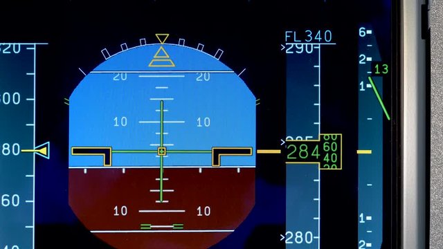 Airplane dashboard, Plane climbing to higher altitude, Airplane instrument panel.