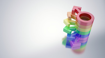 Man symbol multiple colors creating rainbow flag