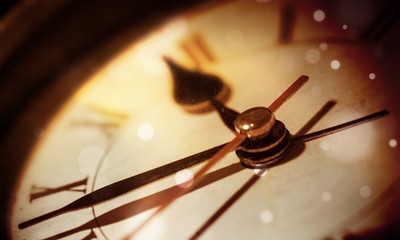 Retro old vintage clock face and light abstract