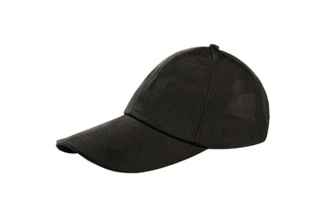 Black baseball cap isolated on white background