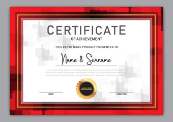 Certificate template with gold element, diploma, vector illustration