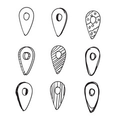 doodle pin location illustration set hand drawn cartoon style