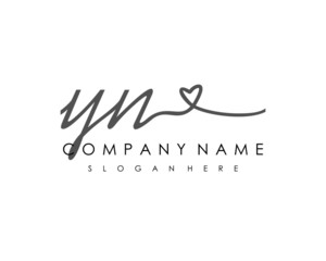 YN Initial handwriting logo vector - obrazy, fototapety, plakaty
