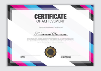 Certificate template with luxury pattern, diploma, vector illustration