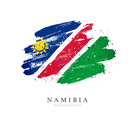 Flag of Namibia. Vector illustration on a white background. - obrazy, fototapety, plakaty
