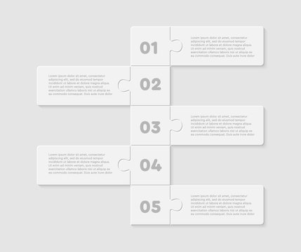 Five Pieces Puzzle Rectangles Line Info Graphic.