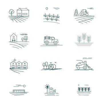 Set of Agriculture Icon Logo Concept Vector Template. Nature Logo Concepts. Illustration Vector