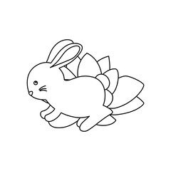cute and little rabbit in lotus flower character