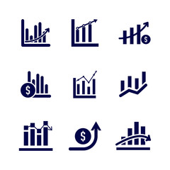 Set of Business Finance Icon Logo Concept Vector Template. Stats Logo Concepts. Marketing Management with People logo Vector. Illustration Vector
