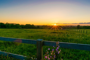 Sunset over Field Loose Valley