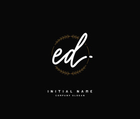 E D ED Beauty vector initial logo, handwriting logo of initial signature, wedding, fashion, jewerly, boutique, floral and botanical with creative template for any company or business.