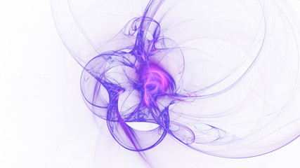 Abstract transparent blue and violet crystal shapes. Fantasy light background. Digital fractal art. 3d rendering.