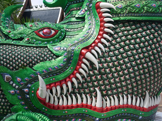 colorful sculpture dragon in Thai temple - 285385836