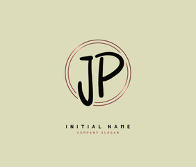 J P JP Beauty vector initial logo, handwriting logo of initial signature, wedding, fashion, jewerly, boutique, floral and botanical with creative template for any company or business.