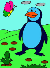 An Illustrated Cartoon of Penguin