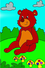 An Illustrated Cartoon of a Bear