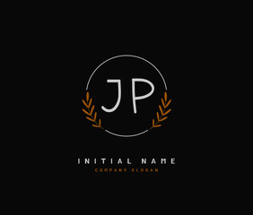 J P JP Beauty vector initial logo, handwriting logo of initial signature, wedding, fashion, jewerly, boutique, floral and botanical with creative template for any company or business.