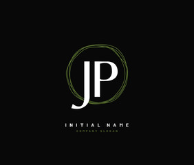 J P JP Beauty vector initial logo, handwriting logo of initial signature, wedding, fashion, jewerly, boutique, floral and botanical with creative template for any company or business.