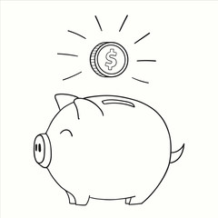 piggy bank dolar money vector 