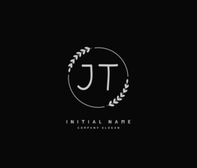 J T JT Beauty vector initial logo, handwriting logo of initial signature, wedding, fashion, jewerly, boutique, floral and botanical with creative template for any company or business.