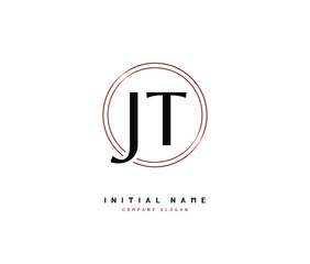 J T JT Beauty vector initial logo, handwriting logo of initial signature, wedding, fashion, jewerly, boutique, floral and botanical with creative template for any company or business.
