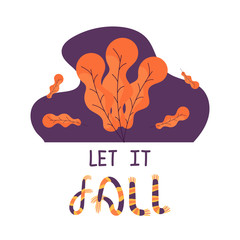 Poster template with hygge leaves and lettering.