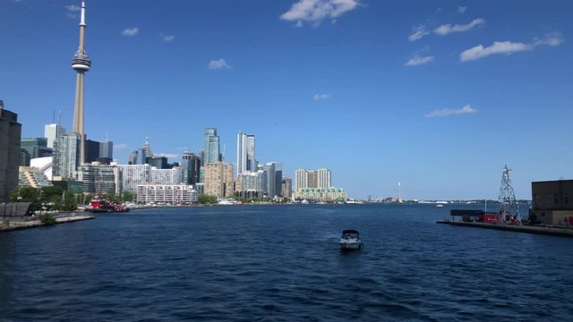 passing video of Toronto from a boat