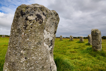 Granite Megalith in Merry Maidens of Boleigh neolithic stone circle Cornwall England