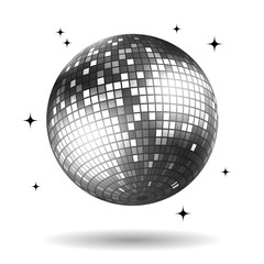 Silver disco ball on a white background